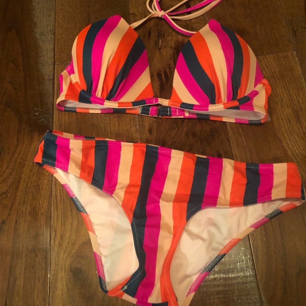 Two piece stripped target bathing suite